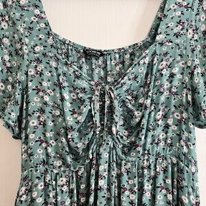 Floral Dress with Ruched Front